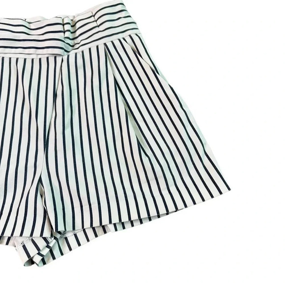 Zara Trafaluc Black White Stripe Shorts Paper Bag High Waist w/ Belt Size Small - Picture 5 of 8